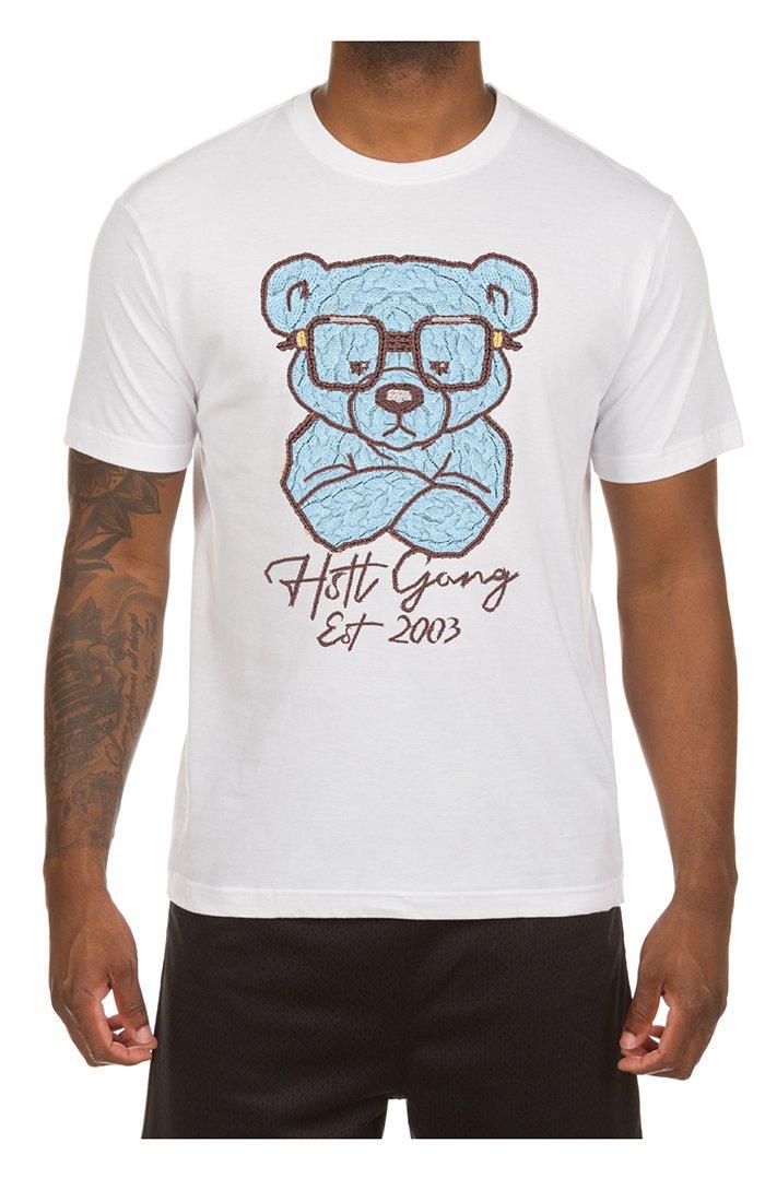 Hustle Gang Men's Neo Needle Point Knit Short Sleeve T-Shirt - White/Blue - WHITE/BLUE